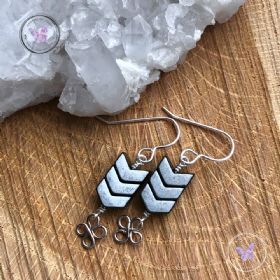 Hematite Arrow Earrings With Lucky Silver Clover